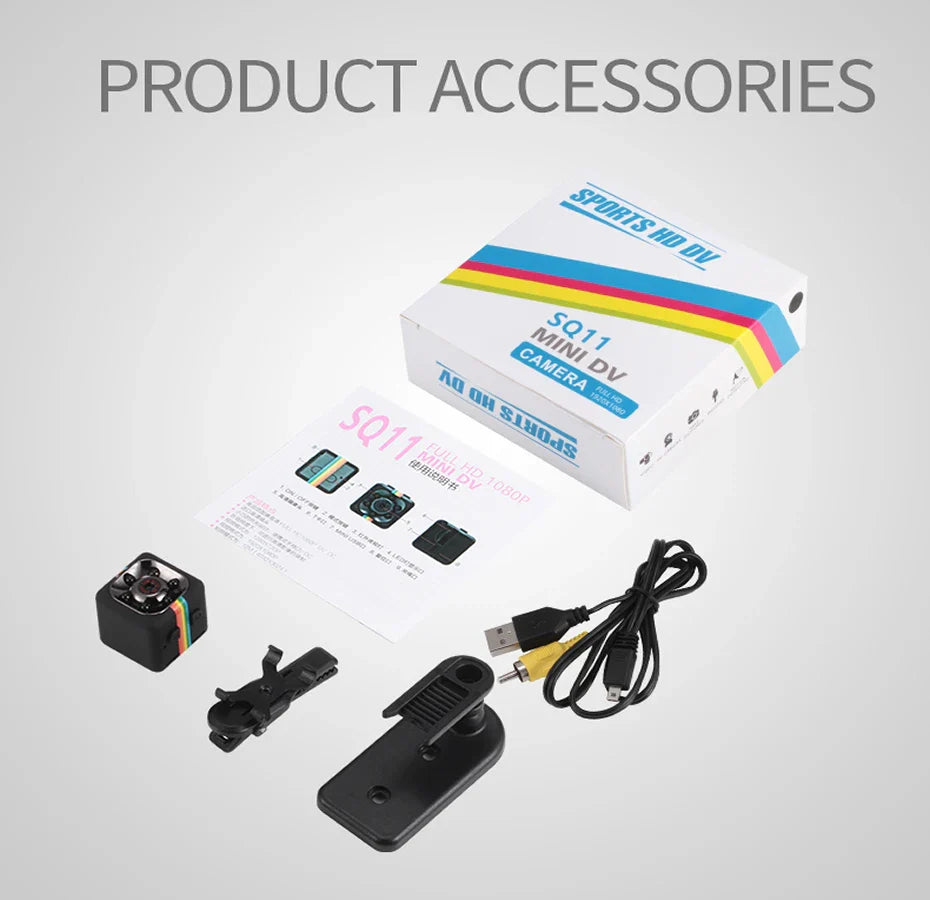 SQ11 Mini Camera – HD 1080P Sensor, Night Vision, Motion Detection DVR, Micro Sport DV Video Camcorder