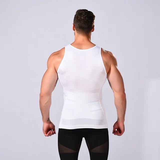 Slim n Fit Body Shaper Vest Shirt - Tank Top Sleeveless Shapewear For Men - L, White