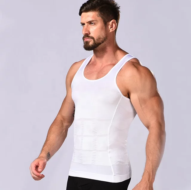 Slim n Fit Body Shaper Vest Shirt - Tank Top Sleeveless Shapewear For Men - L, White